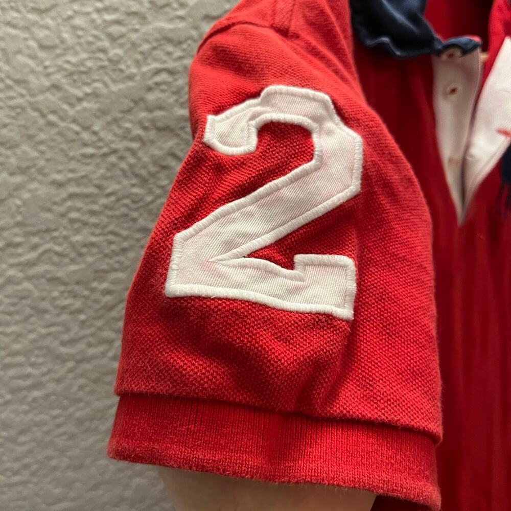 Polo Ralph Lauren Big Pony #2 Red Mesh Polo Shirt Youth L 16/18 Preppy Y2K Rugby - Picture 5 of 9